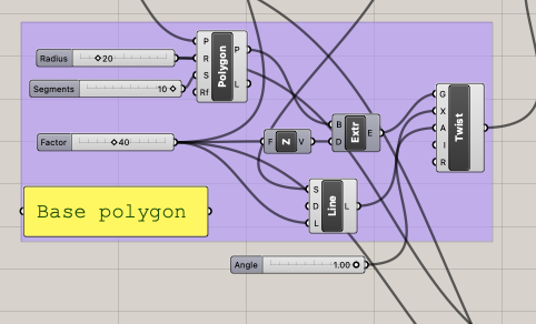 Grasshopper elements for base polygon.